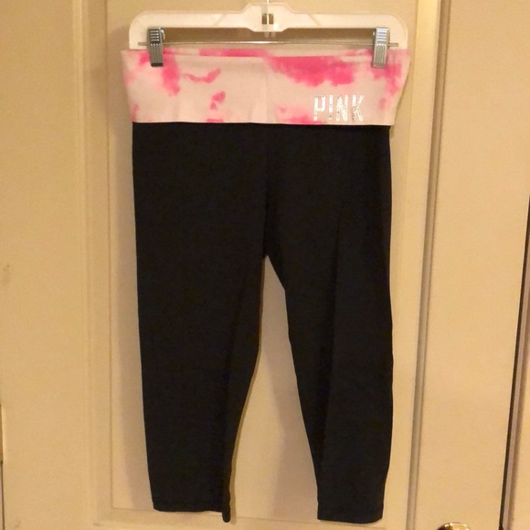 PINK yoga crop w/ bling - Picture 1 of 2